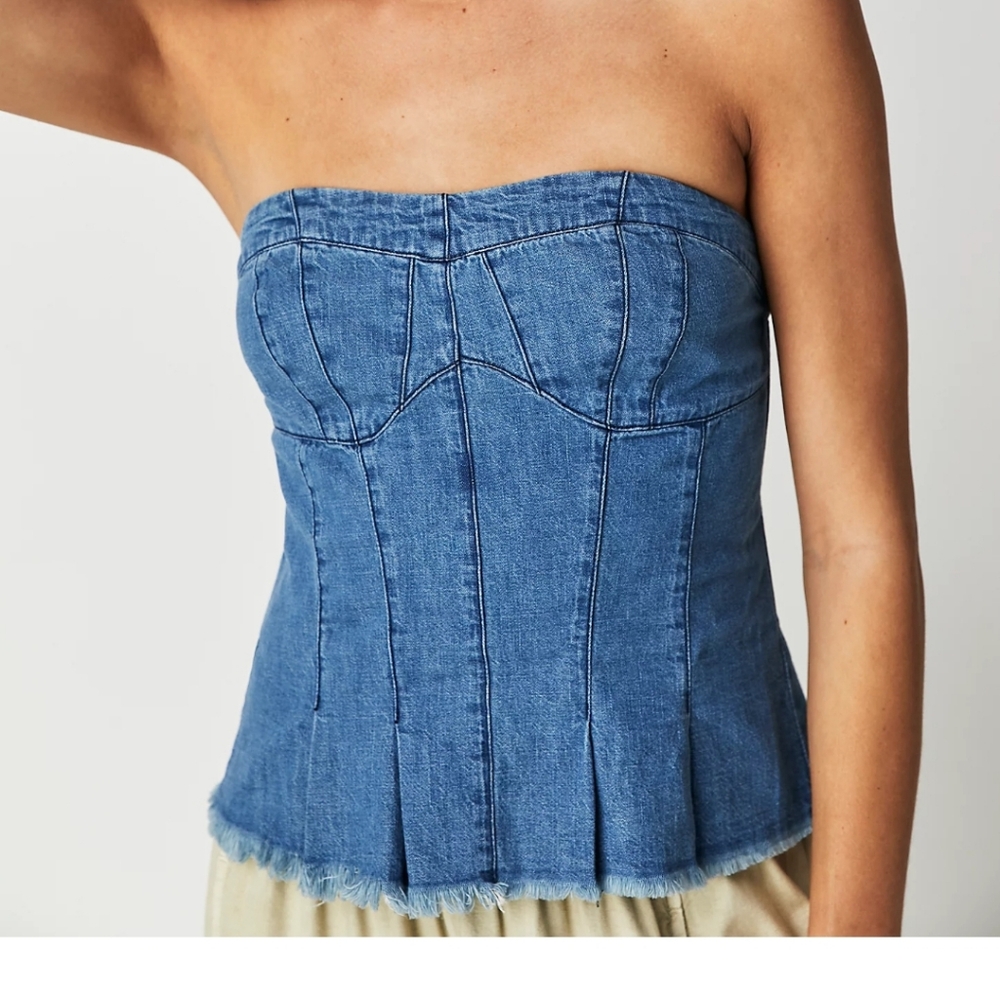 Strapless Denim Bustier Top